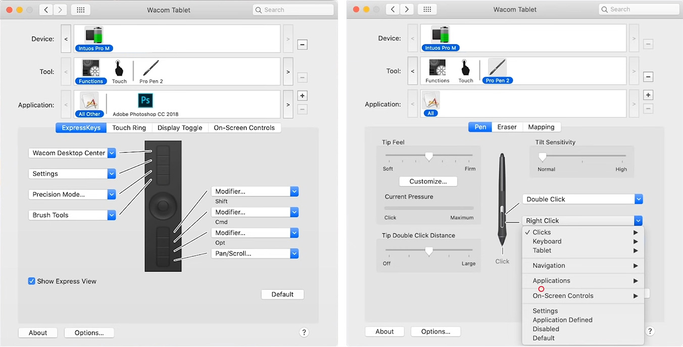 Programmable shortcuts - Intuos tablet and Intuos pen